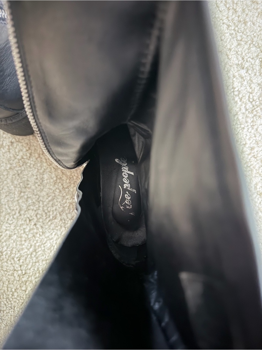 Free People Black zip-Up Leather Mid-Calf Boots - Picture 4 of 5